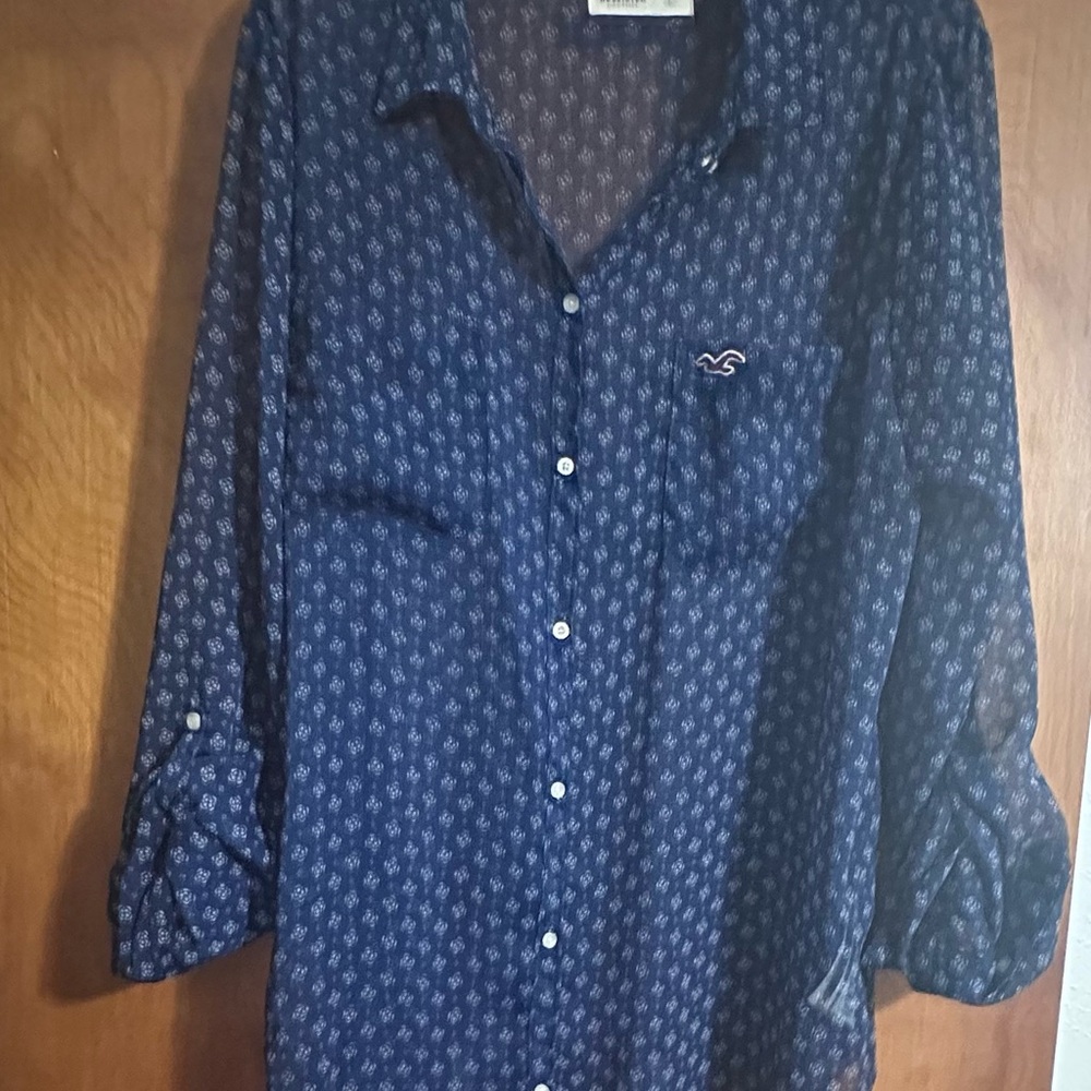 Hollister Dark Blue Patterned Blouse